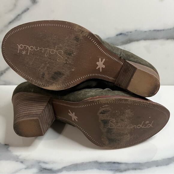 Splendid | Women's Green Leather Festival Chucky Heel Ankle Boot Sz 7.5 - Picture 9 of 9